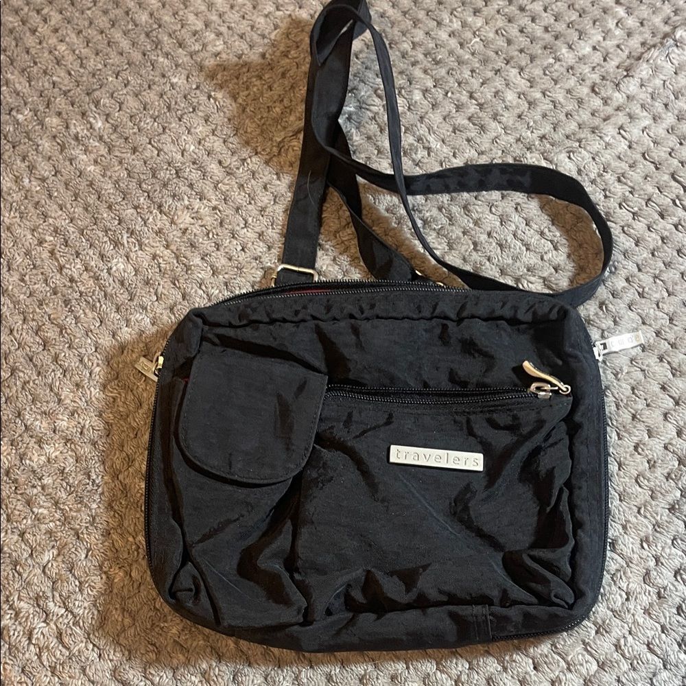 Chicos travelers Black Crossbody Bag with Silver Details